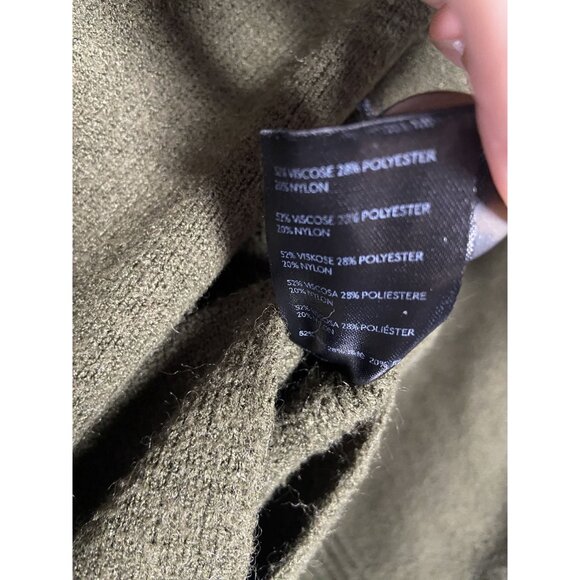 Anthropologie Olive Green Ribbed Turtleneck Sweater With Button Detail & Long Sl - Picture 5 of 13